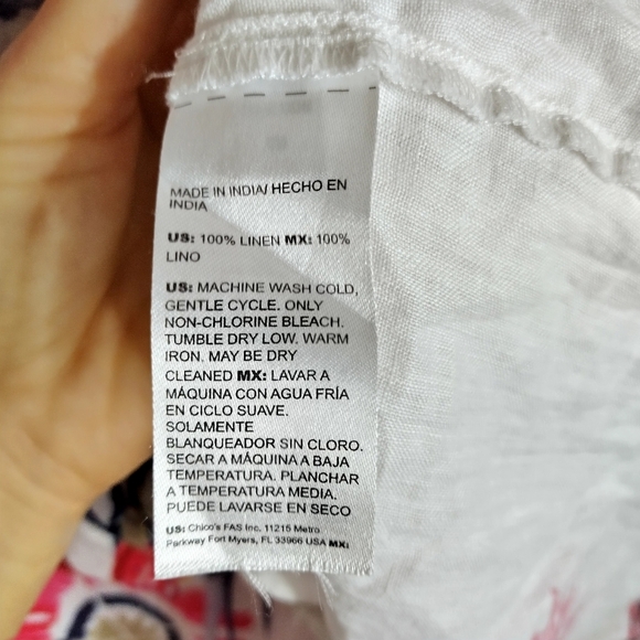 Chico's Linen Floral Fringe Shirt Sz M - Picture 7 of 10